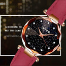 Women Casual Quartz Watches Leather Watchband Business Wristwatch (Red) A