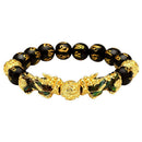 Black Obsidian Feng Shui Pi Xiu Bracelet Beads Attract Good Luck Wealth Bangle