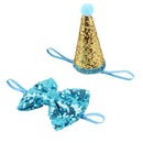 2Pcs Shiny Dog Cat Birthday Hat Party Costume Headwear Accessory For Puppy Pet