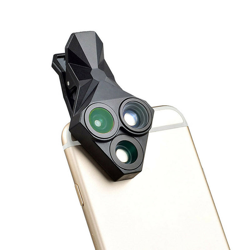3 in 1 Phone Camera Lens Kit 160 Fisheye , 0.65X Wide Angle , 20X Macro Lens