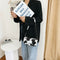 Cow Print PU Women Handbag Tote Acrylic Chain Underarm Shoulder Bag (White)