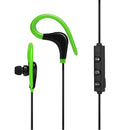 Wireless Earphones Sports Running Ear Hook and Cap Microphone Earplug Green