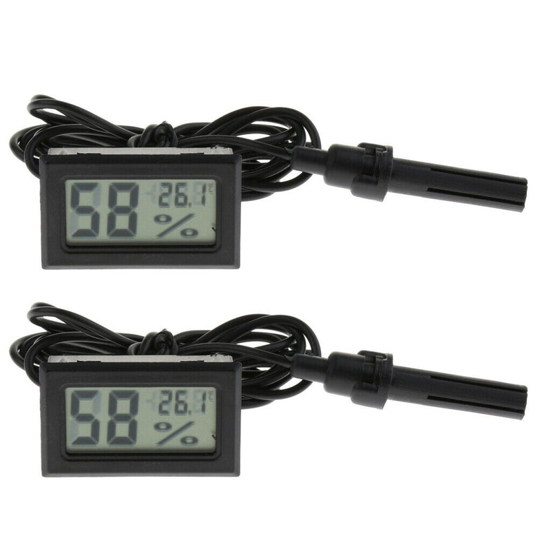 2pcs LCD Digital Reptile Thermometer Hygrometer for Turtle Terrarium Aquarium