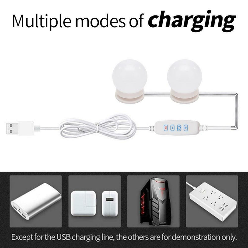 2pcs LED Makeup Mirror Light Bulb Kit Dimmable USB Hollywood Vanity Lights