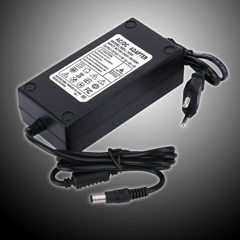 15V 5A AC to DC Power Adapter Dual Cable Converter Universal 5.5x2.1-2.5mm