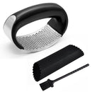 Stainless Steel Garlic Press Rocker Manual Garlic Squeeze Crusher (Suit) A