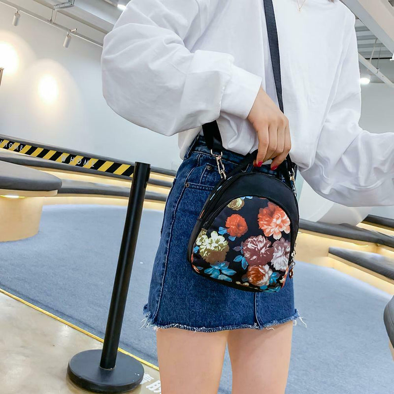 Print Shoulder Messenger Handbags Nylon Women Small Crossbody Bags (Rose)