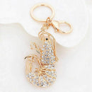 Cute shrimp Rhinestone Keychain Animal Keyring Car M2Y7