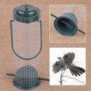 Green Hanging Wild Bird Seed Feeder Perch Peanut Garden Feeding Cage Iron Wire