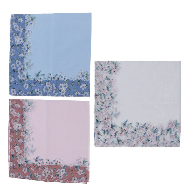 3x Handkerchiefs Classic Girls Hanky Comfy Soft Kerchiefs Ladies Hankie