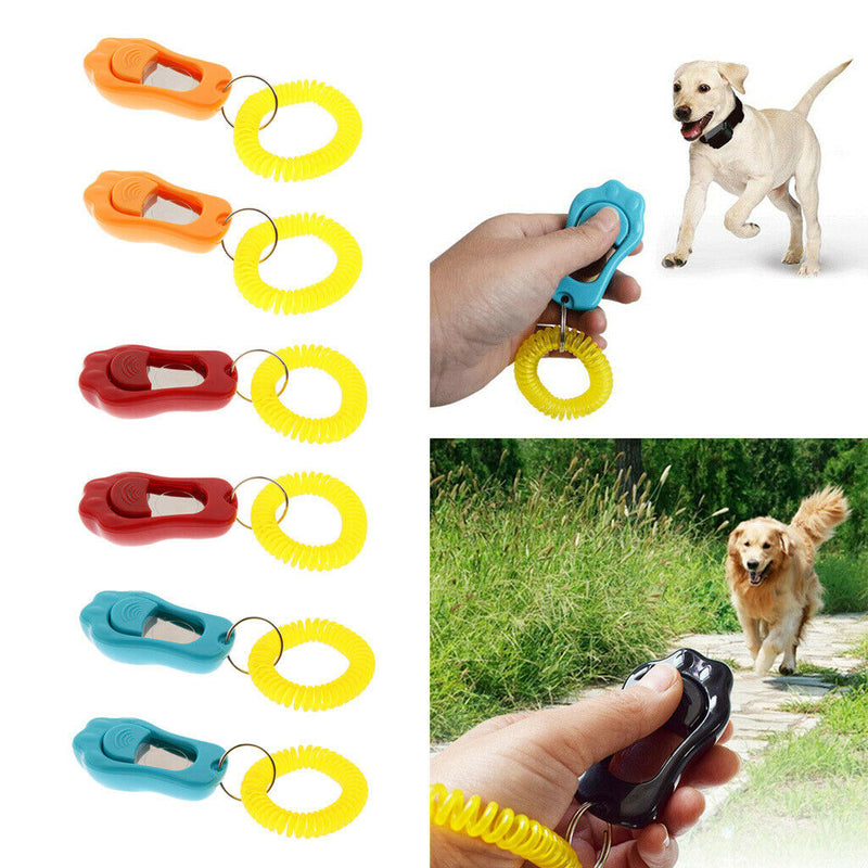 2Pcs Big Button Dog Cat Training Clicker, Clickers with Wrist Bands Red