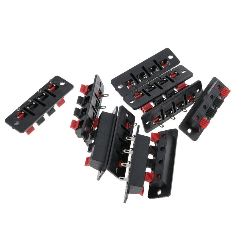 4 Way Speaker Terminal Strip Block Push Release Connector, Audio Cable Clip