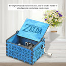 Retro Wood Hand Cranked Music Box Blue Carved Kids Birthday Gift Home Decor