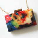 New Clutch Bag Female Evening Bags Acrylic Bag Fashion Design Colorful Prin