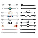 18pcs 14G Stainless Steel Industrial Barbell Earrings 38mm 1 1/2" Inch