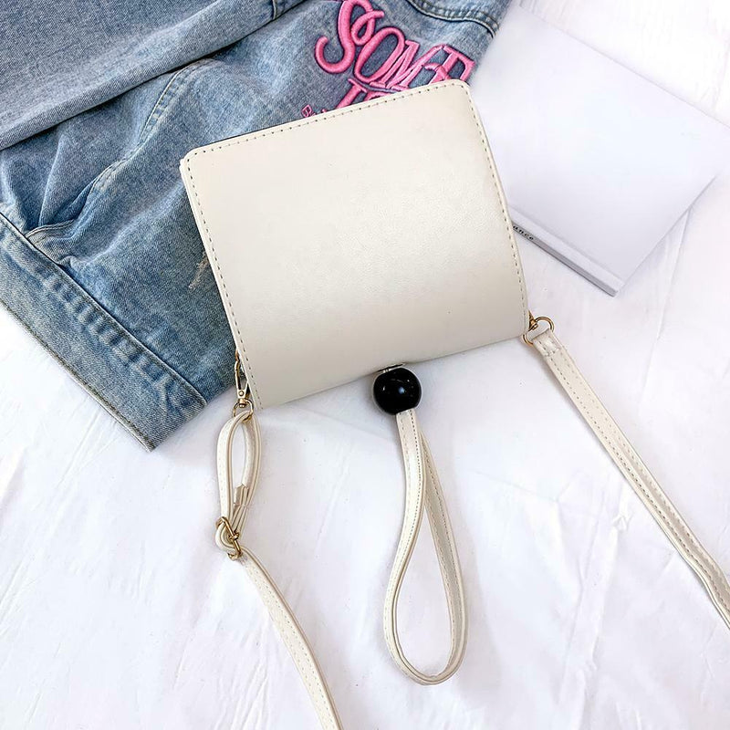 Fashion Women Shoulder Handbag PU Leather Solid Color Crossbody Bag (White)
