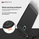 Soft TPU Bumper Case for OPPO R17 Brushed Carbon Fiber Back Cover Dark Blue