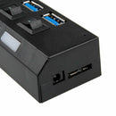 Powered Independent 7-Port USB 3.0 High Speed Extension Charger Adapter Switch