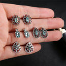 4Pairs Water Drop Crystal Zirconia Stud Earrings Women Boho Jewelry Earring JR