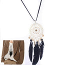 1Pcs Feather Necklace Hollow Circle Dream Catcher Jewelry Chain For Women New .
