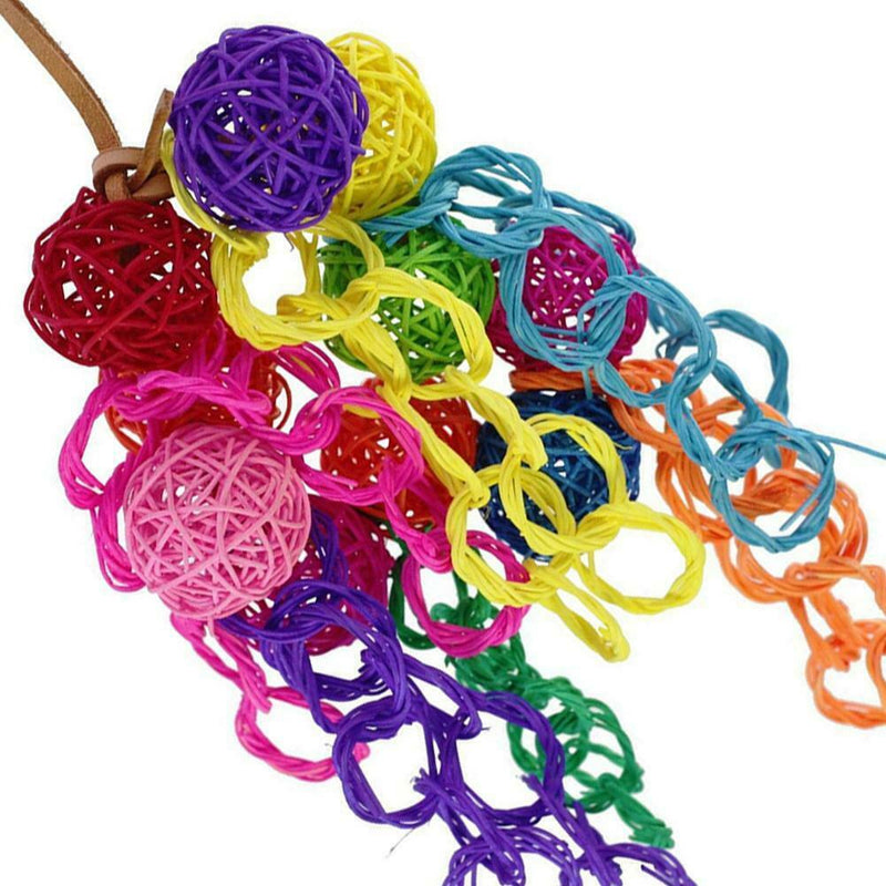 Pet Bird Toys Leather Rope Colorful Rattan Balls Strings Parrot Chew Toys A