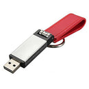 32GB USB 2.0 Keychain Memory Stick Leather Case Red