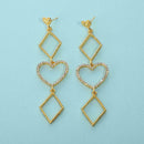 Irregular Earrings Heart Crystal Long Ear Drop Women Holiday Jewelry Gift