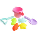 7 Pieces Kids Beach Sand Toys Set Sandbox Toys with Round Bucket Sand Rake B