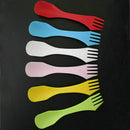 6 Plastic Camping Hiking Spork Spoon Cutter Fork Combo Travel Cutlery Uten S7E9