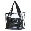 Set 2PCS Women's Handbag Tote Shoulder Bag Transparent PVC Black Fashion H7B4