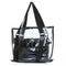 Set 2PCS Women's Handbag Tote Shoulder Bag Transparent PVC Black Fashion H7B4