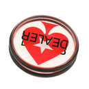Acrylic Dealer Poker Buttons with Rubber Ring - Transparent with Black Words,