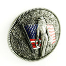 Men's American   Pattern with Flower Cowboy Western Metal Belt Buckle