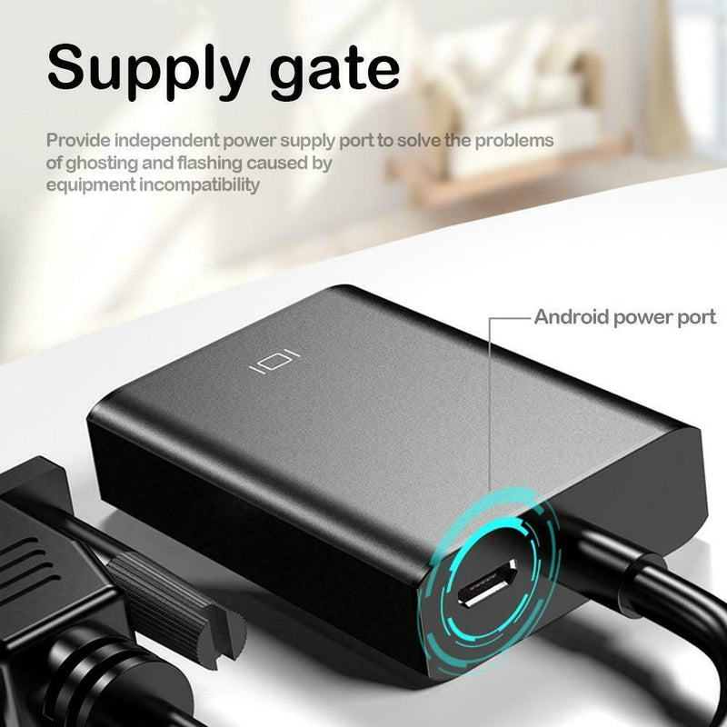 HW-2216 VGA to HDMI Converter Adapter HD Digital Analog Audio 3.5mm Cable