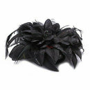 Flower Brooch Pin Headband Ribbon Black Floral Cloth Feather Wedding Chic