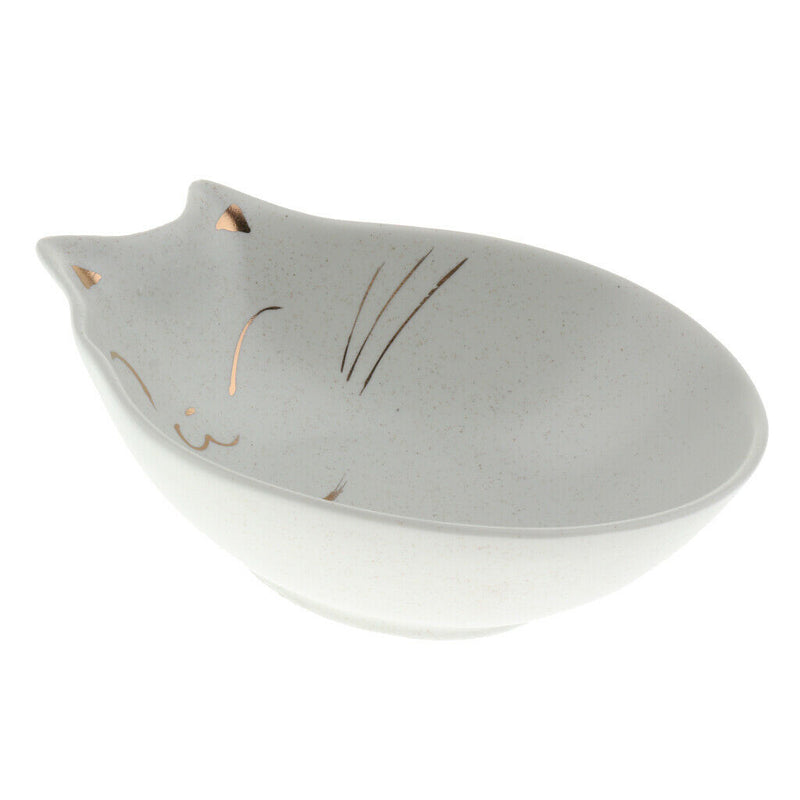 2 Pieces Cat Shape Pet Food Bowls Ceramic Feeding Dishs For Flat Face Cat