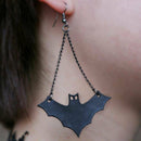 Halloween Bat Earrings Black Drop Dangle Ear Hook Women Girl's Punk Jewelry Gift