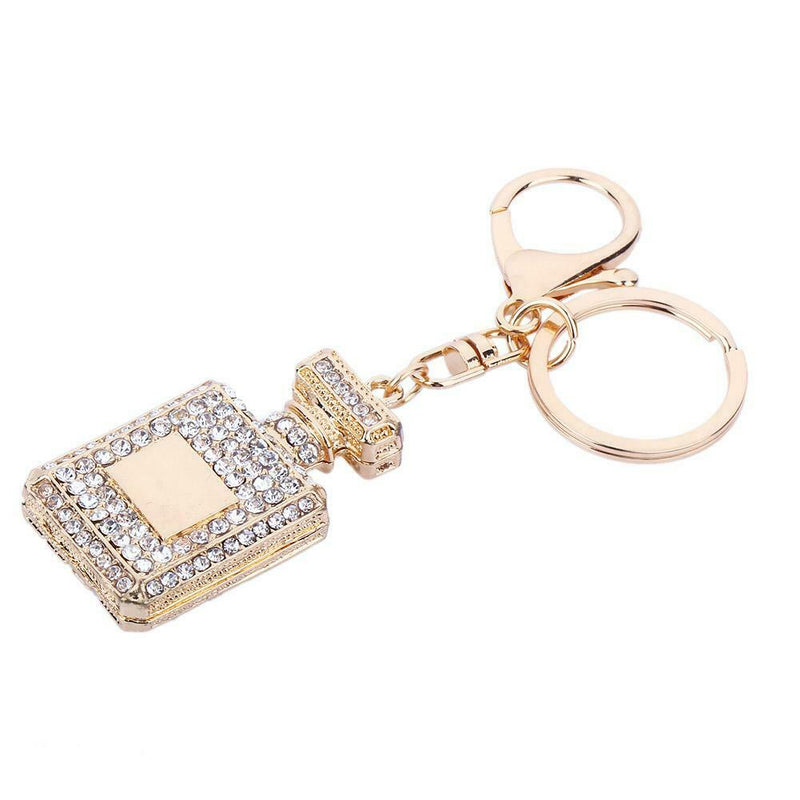 Rhinestone Crystal Perfume Bottle Key Ring Keychain Bag Pendant for Girls