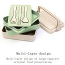 1X(Wheat Straw Bento Box Student Multi-Layer Portable Food Container Lunch