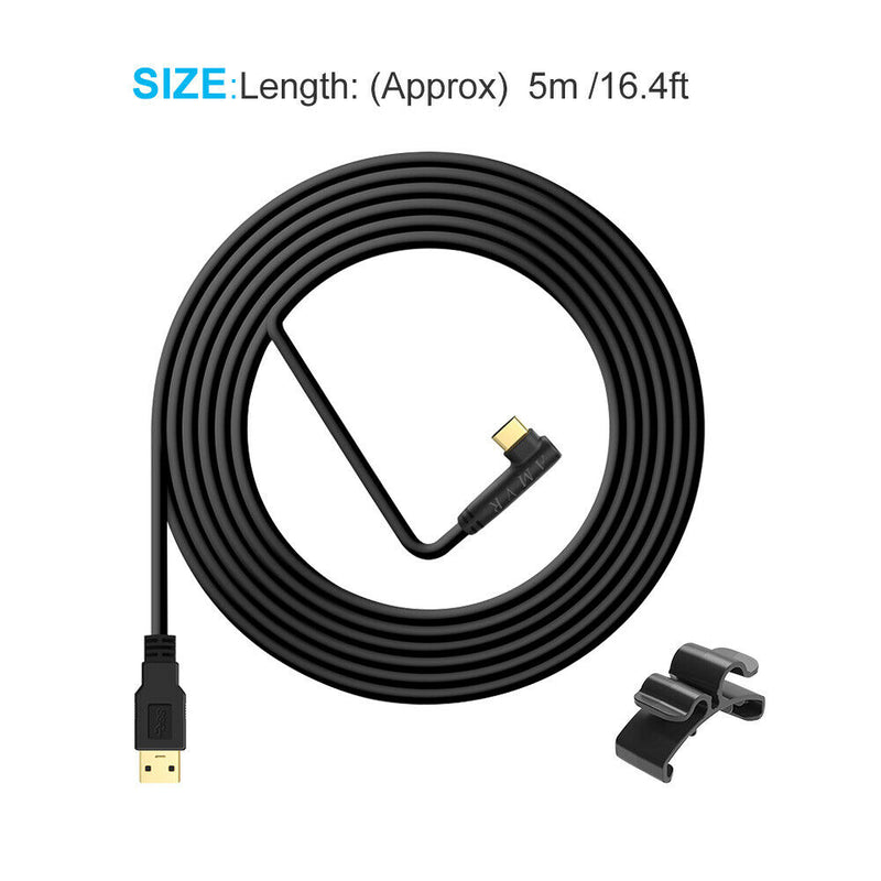 16FT With Fixing Clip VR Headset Accessories Black Link Cable for Oculus Quest 2