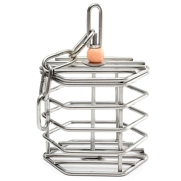 Pet Bird Parrot Squirrel Bold Stainless Steel Food Hanging Cage Foraging To