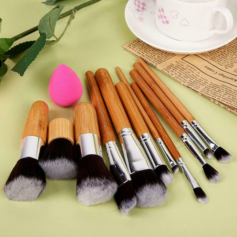 11 Pcs Makeup Brush + Sponge Puff