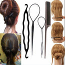 4pc Set Hair Styling Clip Bun Maker+Topsy Tail Braid Ponytail Maker Tool AUJR