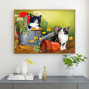Diamond Painting Kits Cats and Flowers Full Round Drill Picture Handicraft