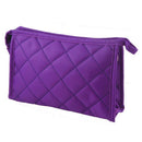 Women 7.9" Long Grid Pattern Rectangle Travel Case Makeup Zipper Bag Purple