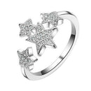 Elegant Star Diamond Ring Crystal Open Rings Wedding Party Jewelry For Wome U3U5