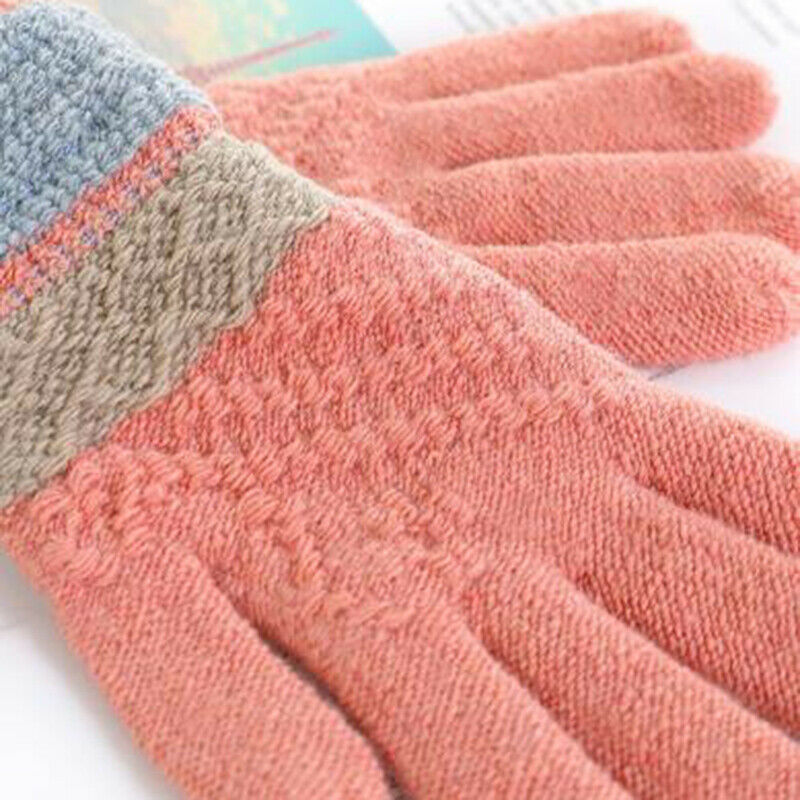 Women Men Warm Knit Mittens Imitation Wool Full Finger Guantes Female Croche@