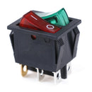 6 pin on/off double spst rocker boat switch 250V/15A 125V/20A red green light-ME