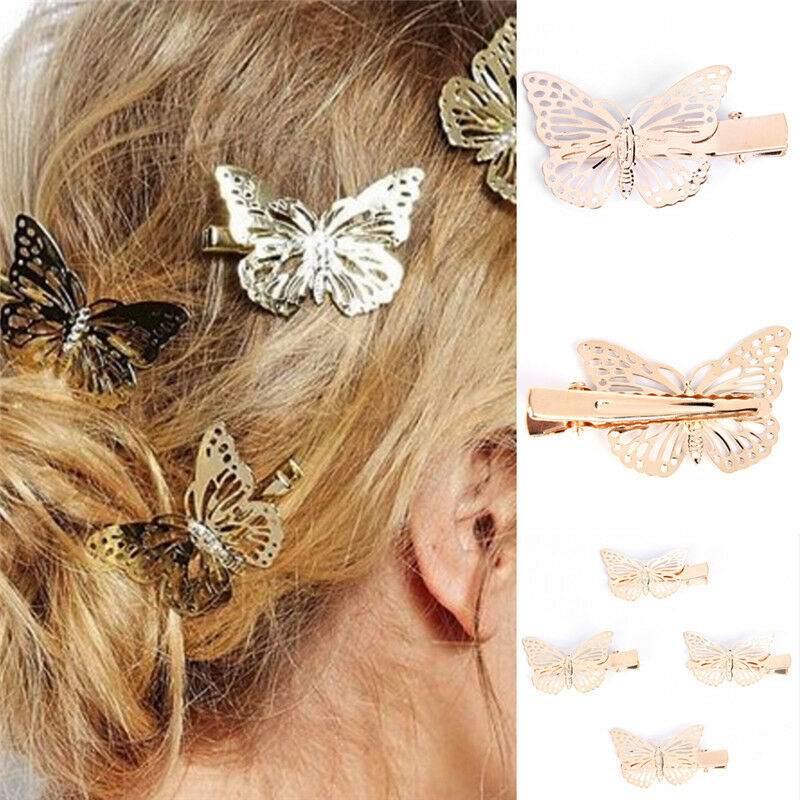 1X Women Shiny Golden Butterfly Hair Clip Headband Hair Accessories Headpiece  Z