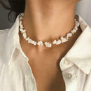 Natural Stone Beads Necklace Crystal Chain Choker Lady Jewelry Gift (White) A